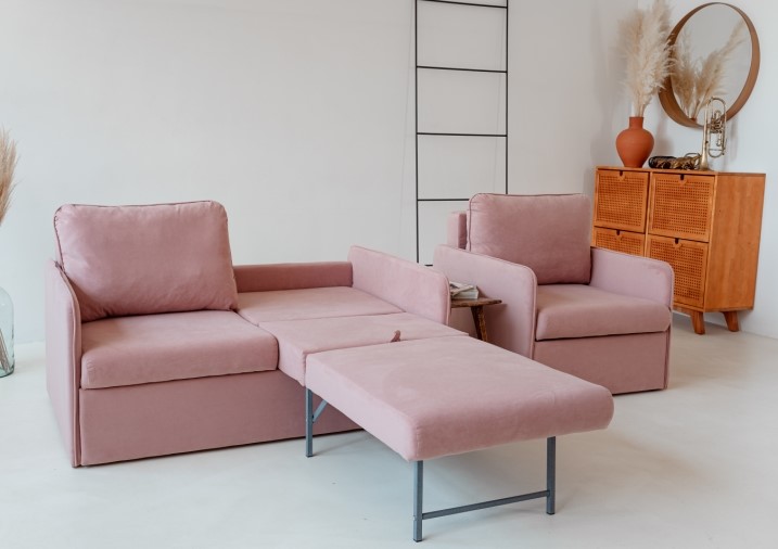 Комплект мебели Амира розовый диван + кресло в Петрозаводске - изображение 6