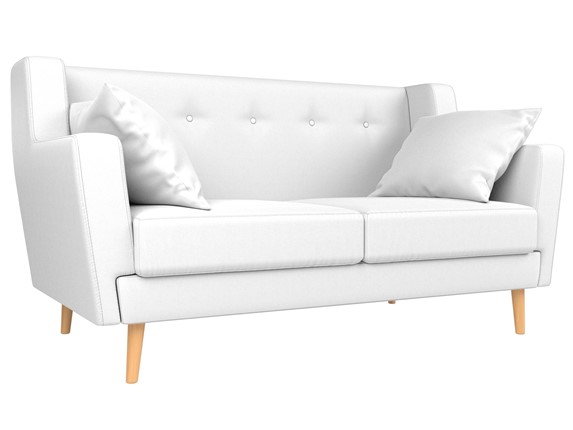 Прямой диван Брайтон 2, Белый (экокожа) в Петрозаводске - изображение