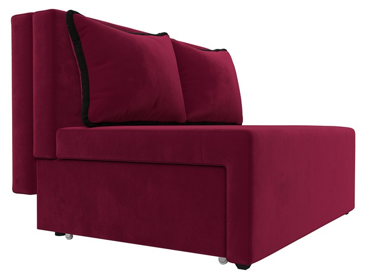 Прямой диван Лагуна, Бордовый/Черный (Микровельвет) в Петрозаводске - изображение 5
