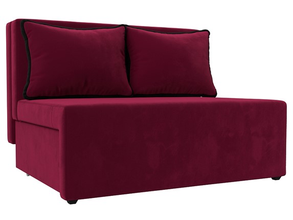 Прямой диван Лагуна, Бордовый/Черный (Микровельвет) в Петрозаводске - изображение