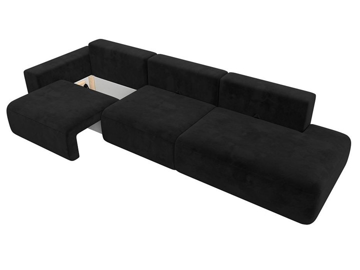Прямой диван Лига-036 Модерн Лонг, Черный (велюр) в Петрозаводске - изображение 1