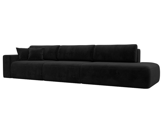 Прямой диван Лига-036 Модерн Лонг, Черный (велюр) в Петрозаводске - изображение