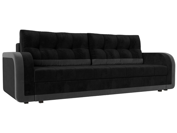 Прямой диван Марсель, Черный/Серый (велюр) в Петрозаводске - изображение