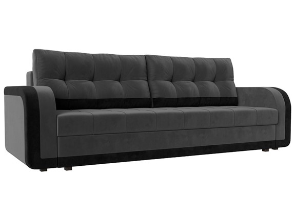 Прямой диван Марсель, Серый/Черный (велюр) в Петрозаводске - изображение