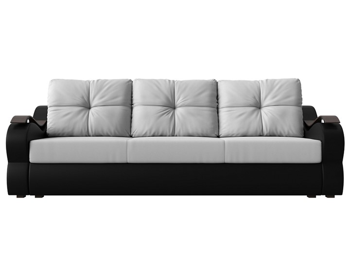 Прямой диван Меркурий еврокнижка, Белый/черный (экокожа) в Петрозаводске - изображение 1