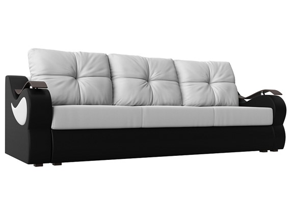 Прямой диван Меркурий еврокнижка, Белый/черный (экокожа) в Петрозаводске - изображение