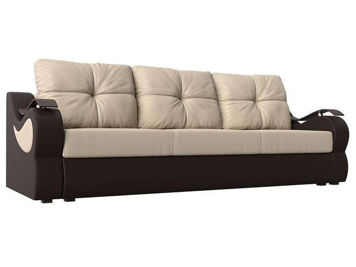 Прямой диван Меркурий еврокнижка, Бежевый/коричневый (экокожа) в Петрозаводске - изображение 4