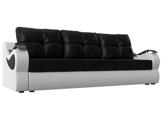 Прямой диван Меркурий еврокнижка, Черный/белый (экокожа) в Петрозаводске - изображение