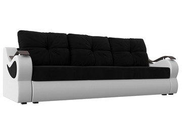 Прямой диван Меркурий еврокнижка, черный/белый (вельвет/экокожа) в Петрозаводске - предосмотр