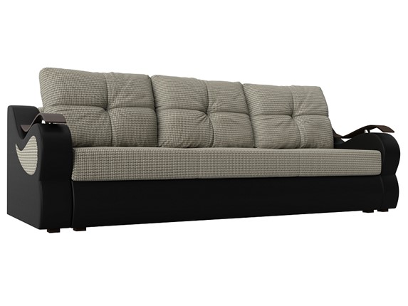 Прямой диван Меркурий еврокнижка, Корфу 02 (рогожка)/черный (экокожа) в Петрозаводске - изображение