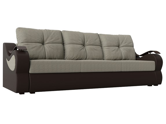 Прямой диван Меркурий еврокнижка, Корфу 02 (рогожка)/коричневый (экокожа) в Петрозаводске - изображение