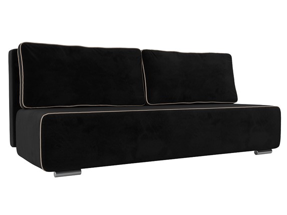 Прямой диван Уно, Черный/Бежевый (велюр) в Петрозаводске - изображение