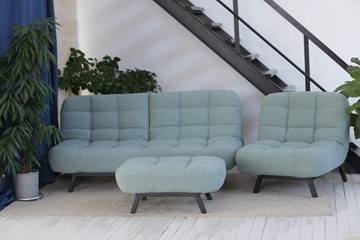 Комплект мебели Абри цвет мята кресло + диван + пуф опора металл в Петрозаводске