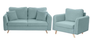 Комплект мебели Бертон голубой диван+ кресло в Петрозаводске