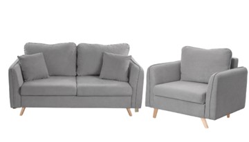 Комплект мебели Бертон серый диван+ кресло в Петрозаводске