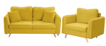 Комплект мебели Бертон желтый диван+ кресло в Петрозаводске