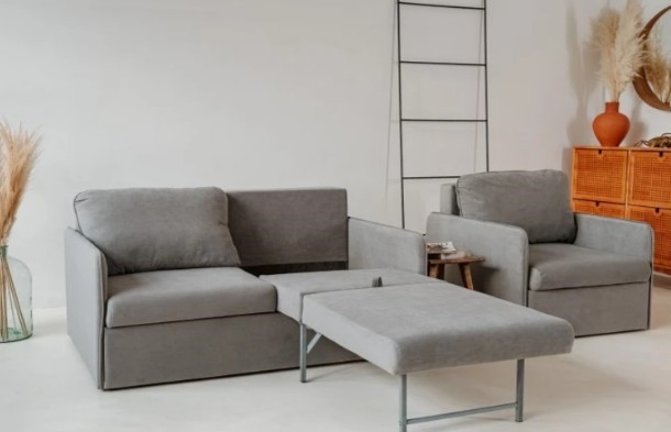 Комплект мебели Амира серый диван + кресло в Петрозаводске - изображение 4
