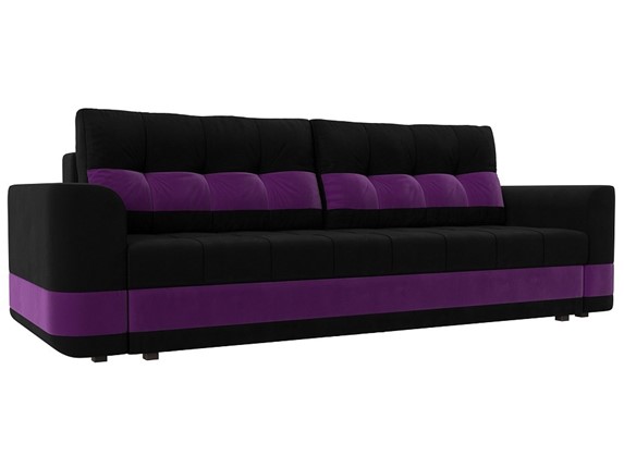Прямой диван Честер, Черный/фиолетовый (вельвет) в Петрозаводске - изображение