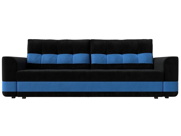 Прямой диван Честер, Черный/голубой (велюр) в Петрозаводске - изображение 1