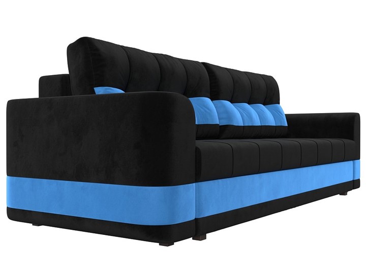 Прямой диван Честер, Черный/голубой (велюр) в Петрозаводске - изображение 2