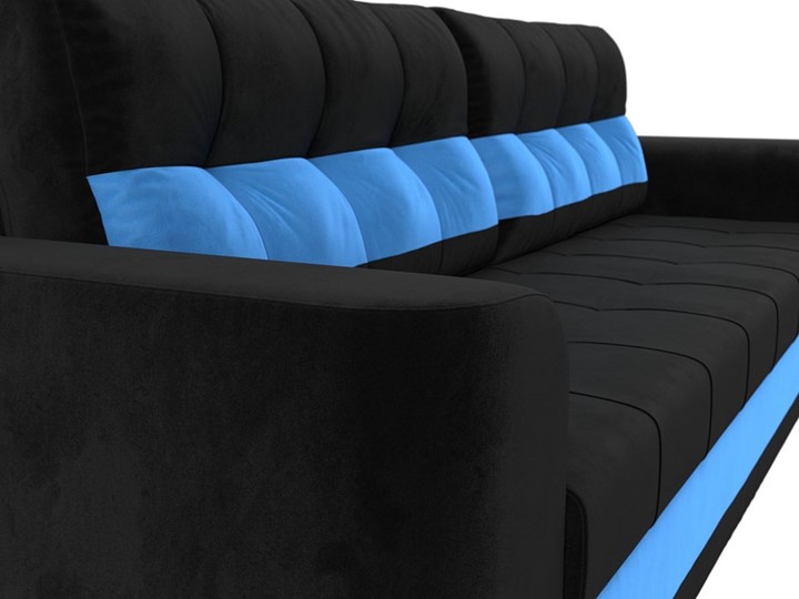 Прямой диван Честер, Черный/голубой (велюр) в Петрозаводске - изображение 3