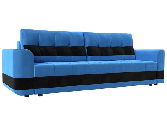Прямой диван Честер, Голубой/черный (велюр) в Петрозаводске - изображение