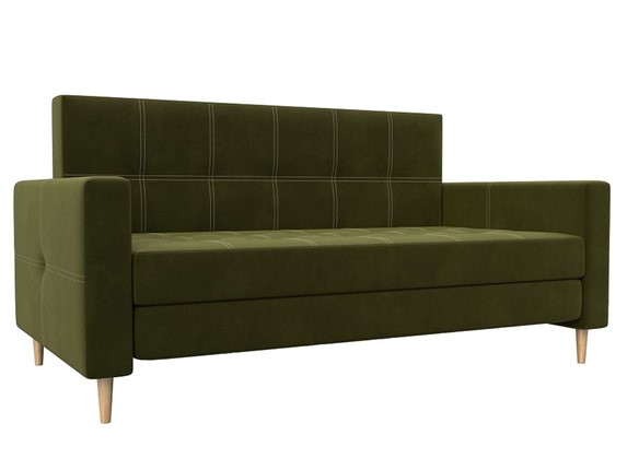 Прямой диван Лига-038, Зеленый (микровельвет) в Петрозаводске - изображение
