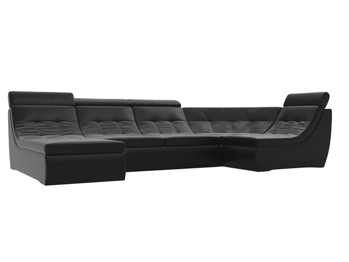 Модульный П-образный диван Холидей люкс, Черный (экокожа) в Петрозаводске - изображение