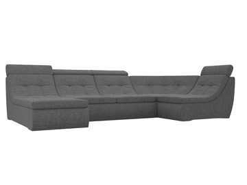 Модульный П-образный диван Холидей люкс, Серый (рогожка) в Петрозаводске - предосмотр