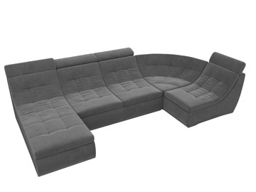 Модульный П-образный диван Холидей люкс, Серый (велюр) в Петрозаводске - предосмотр 5