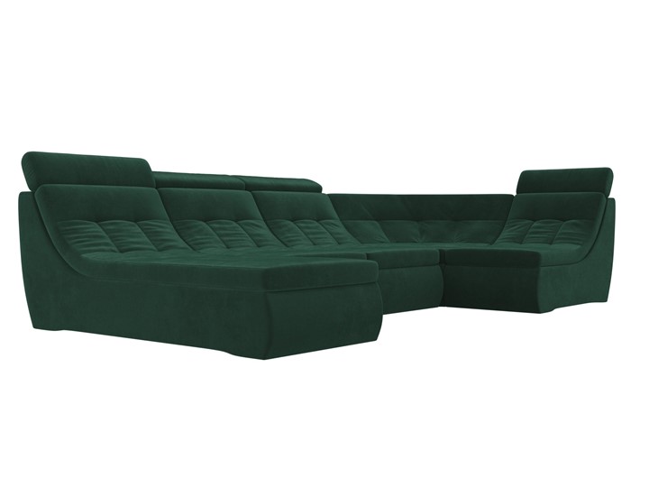 Модульный П-образный диван Холидей люкс, Зеленый (велюр) в Петрозаводске - изображение 4