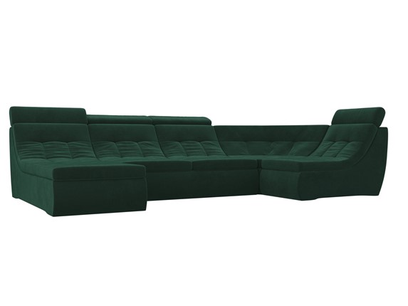 Модульный П-образный диван Холидей люкс, Зеленый (велюр) в Петрозаводске - изображение