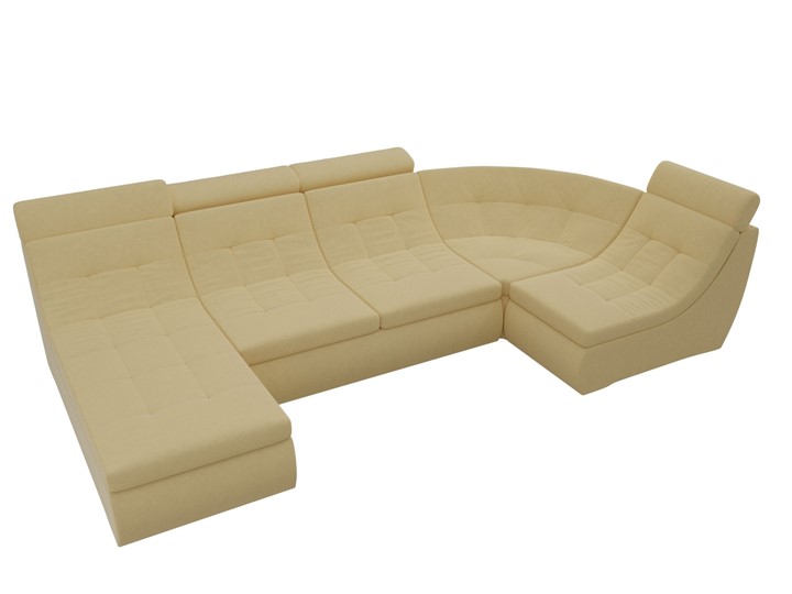 Модульный П-образный диван Холидей люкс, Желтый (микровельвет) в Петрозаводске - изображение 5