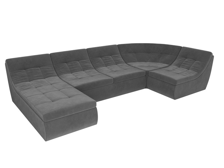Большой модульный диван Холидей, Серый (велюр) в Петрозаводске - изображение 5