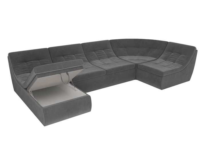 Большой модульный диван Холидей, Серый (велюр) в Петрозаводске - изображение 6