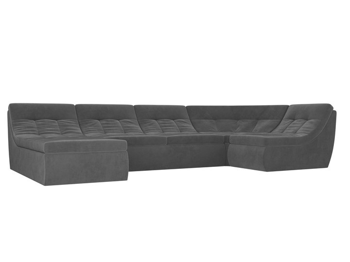 Большой модульный диван Холидей, Серый (велюр) в Петрозаводске - изображение
