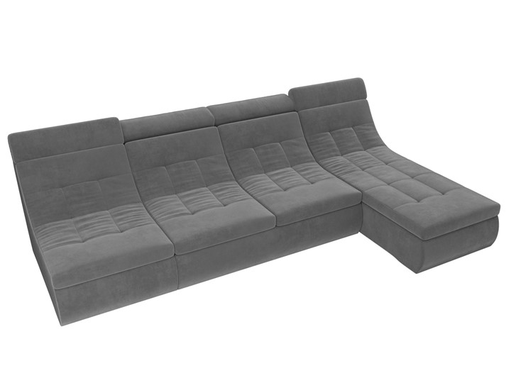 Большой модульный диван Холидей люкс, Серый (велюр) в Петрозаводске - изображение 6