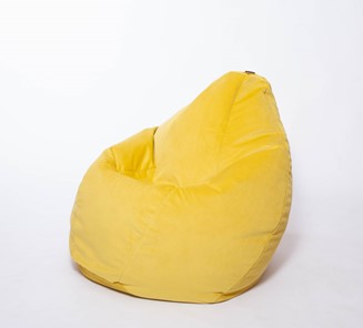 Кресло-мешок Груша среднее, велюр однотон, лимонное в Петрозаводске - предосмотр