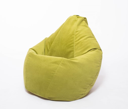 Кресло-мешок Груша среднее, велюр однотон, травянное в Петрозаводске - изображение