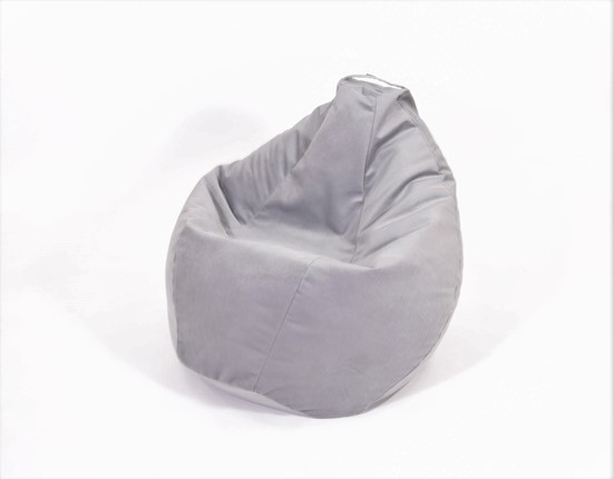 Кресло-мешок Груша малое, велюр однотон, серое в Петрозаводске - изображение