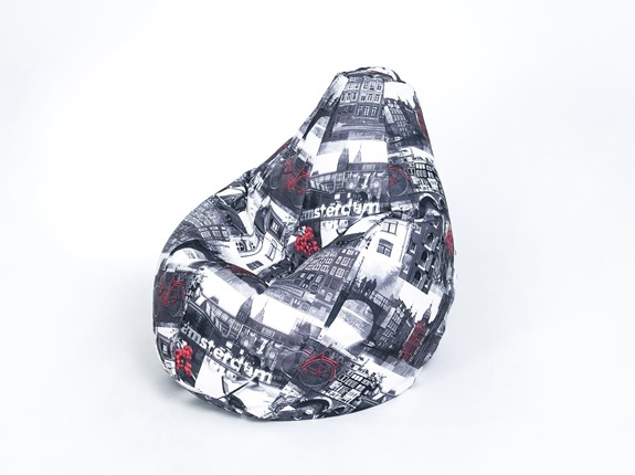 Кресло-мешок Груша среднее, велюр принт, амстердам в Петрозаводске - изображение