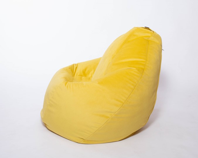Кресло-мешок Груша среднее, велюр однотон, лимонное в Петрозаводске - изображение 1