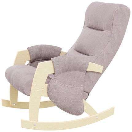 Кресло-качалка ЭЛИТ с карманами Джанни (каркас дуб, сиденье серо-розовое) в Петрозаводске - изображение