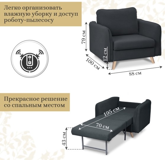 Кресло мягкое Бертон графит в Петрозаводске - изображение 5