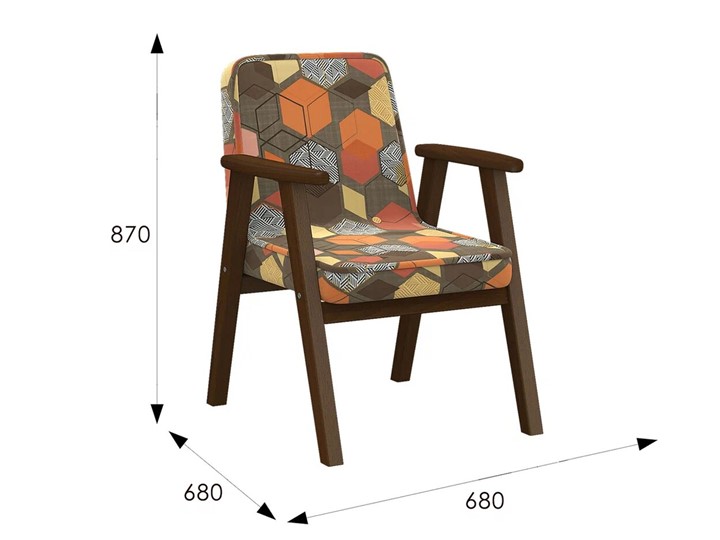 Кресло Ретро ткань геометрия коричневый, каркас орех в Петрозаводске - изображение 5