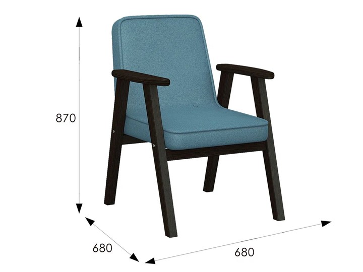 Кресло мягкое Ретро ткань голубой, каркас венге в Петрозаводске - изображение 6