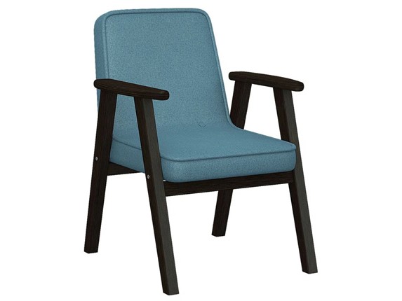 Кресло мягкое Ретро ткань голубой, каркас венге в Петрозаводске - изображение