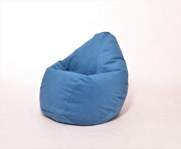 Кресло-мешок Груша среднее, велюр однотон, синее в Петрозаводске