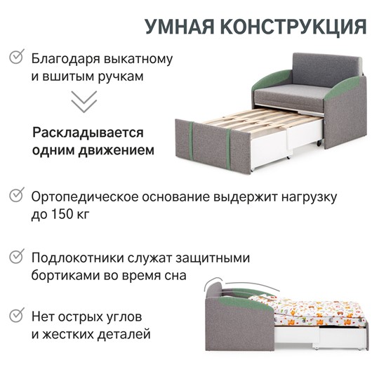 Кресло-кровать Polto серо-коричневый/шалфей (рогожка) в Петрозаводске - изображение 18