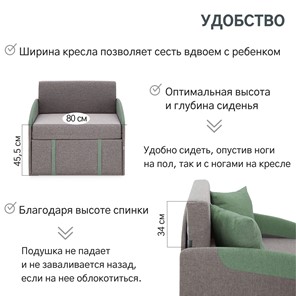 Кресло-кровать Polto серо-коричневый/шалфей (рогожка) в Петрозаводске - предосмотр 20